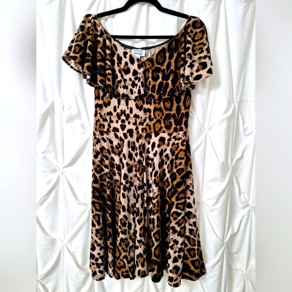 Leopard Unique Vintage Dress Sz L